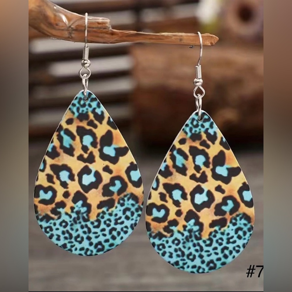 #78 | Turquoise Leopard Dangle Earrings